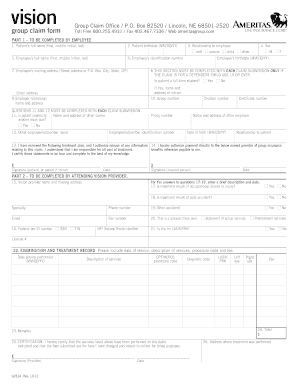 Ameritas Group Vision Claim Form
