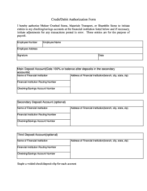 Credit/Debit Authorization Form