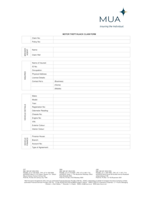 Motor Theft/Hijack Claim Form