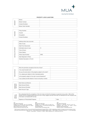 Property Loss Claim Form