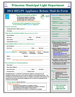 Princeton Appliance Rebate Form
