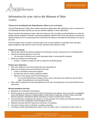 Museum of Man Field Trip Guidelines