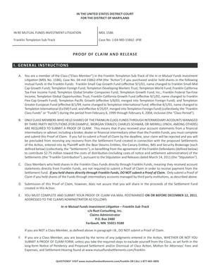 Proof of Claim and Release