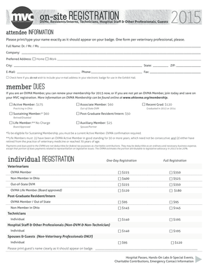 On-Site Registration Form for Veterinary Professionals