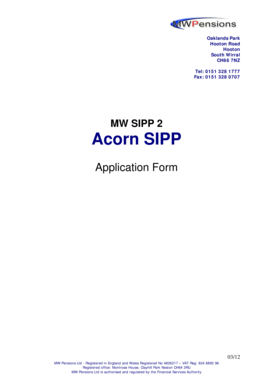 MW Acorn SIPP Application Form