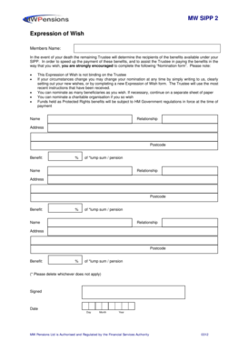 SIPP Expression of Wish Form