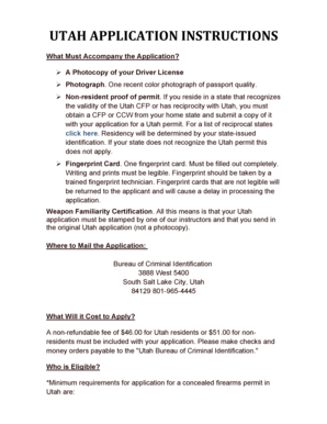 Utah Concealed Firearm Permit Application