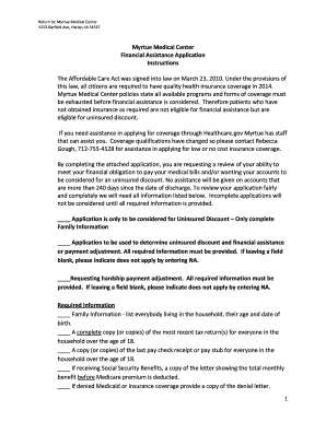 Myrtue Medical Center Financial Assistance Application