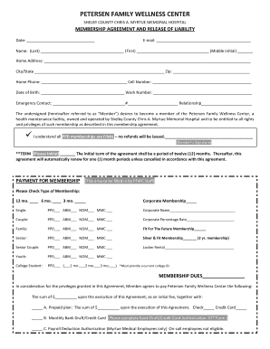 Petersen Family Wellness Center Membership Agreement