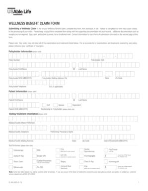 Wellness Benefit Claim Form