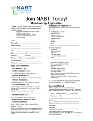 NABT Membership Application