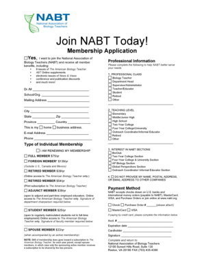 NABT Membership Application Form