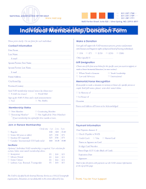 NAD Donation and Membership Form