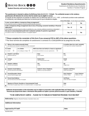 Student Residency Questionnaire