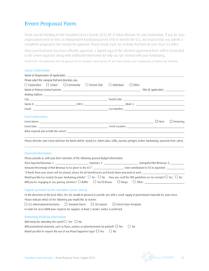 Canadian Cancer Society Event Proposal Form