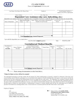 Dependent Care and Medical Expense Claim Form