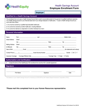 Health Savings Account Employee Enrollment Form