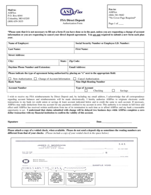 FSA Direct Deposit Authorization Form