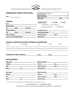 Confidential Credit Application Form