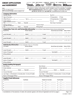 Credit Application and Agreement