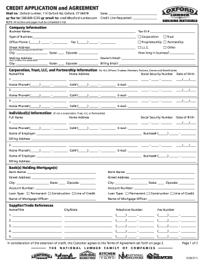 Credit Application and Agreement