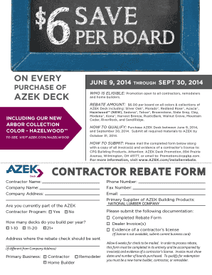 AZEK Deck Contractor Rebate Form