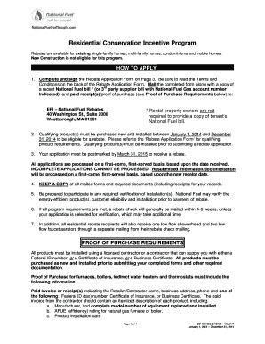 Residential Conservation Incentive Program Rebate Application