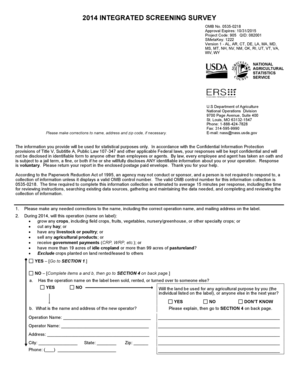 2014 Integrated Screening Survey
