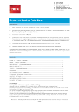 Products & Services Order Form