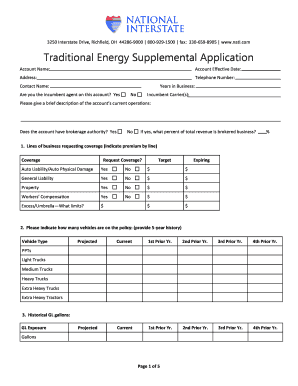 Traditional Energy Supplemental Application