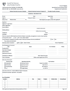 National Interstate Insurance Company Supplemental Application