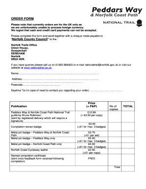 Norfolk Trails Order Form