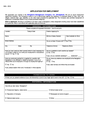 NEA - 2014 Application for Employment
