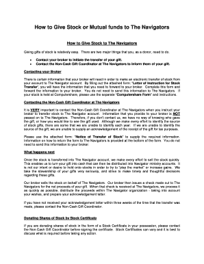 Stock and Mutual Fund Donation Instructions