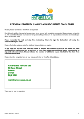 Personal Property Claim Form