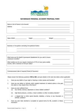 Personal Accident Proposal Form