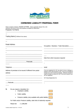 Combined Liability Proposal Form
