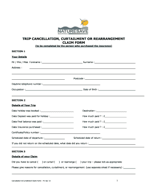 Trip Cancellation Claim Form