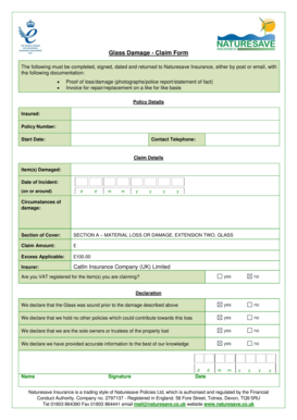 Glass Damage Claim Form