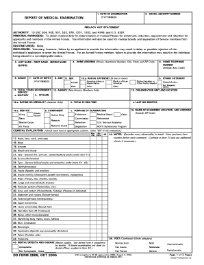 US Military Medical Examination Form