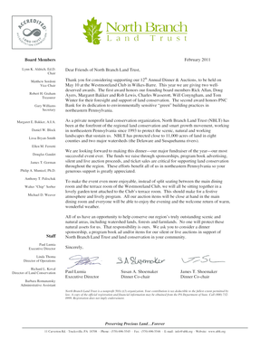 Solicitation Letter 2011 - North Branch Land Trust - nblt