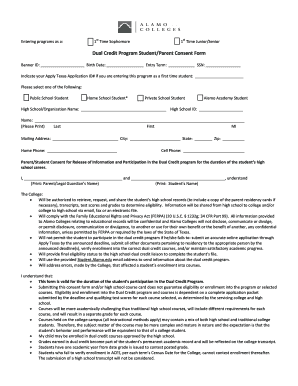 Dual Credit Program Student/Parent Consent Form