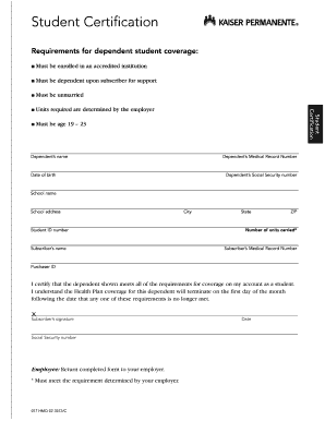 Student Certification Form