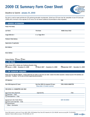 NCRA CTR Continuing Education Summary Form
