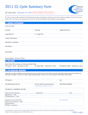 NCRA Continuing Education Summary Form