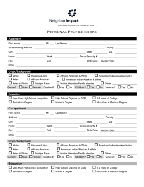 Personal Profile Intake Form