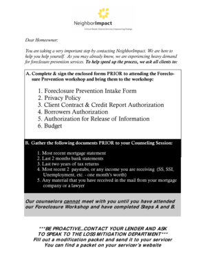Foreclosure Prevention Intake Form
