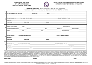 Horse of the Year Show Entry Form