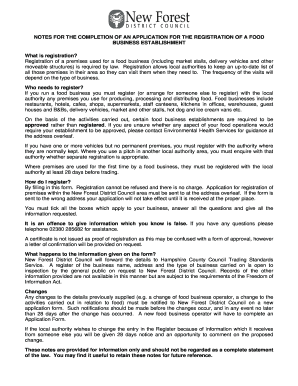 Food Business Establishment Registration Application