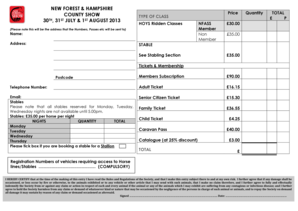 Horse of the Year Show Entry Form